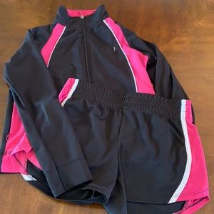 Shorts and zip jacket track suit